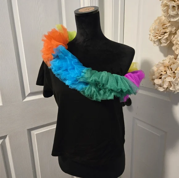 Queen of Sparkles Black Tee with Rainbow Accents - Picture 2 of 9